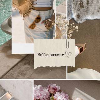 Beige collage phone wallpaper