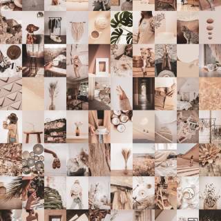 Beige collage phone wallpaper