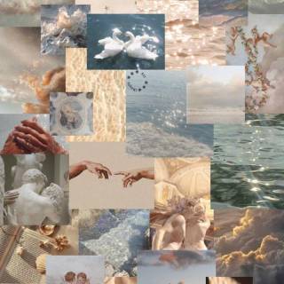 Beige collage phone wallpaper