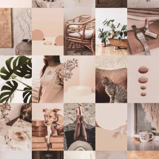 Beige collage phone wallpaper