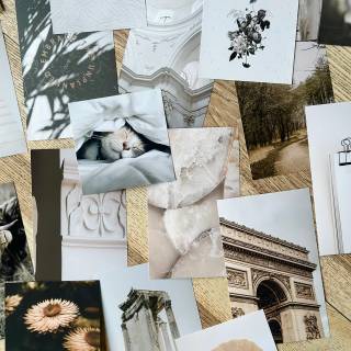 Beige collage phone wallpaper