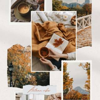 Beige collage phone wallpaper