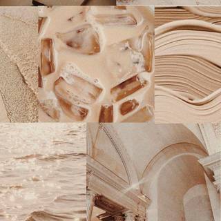 Beige collage phone wallpaper