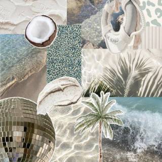 Beige collage phone wallpaper