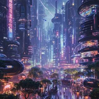 Future city mobile wallpaper