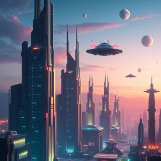 Future city mobile wallpaper
