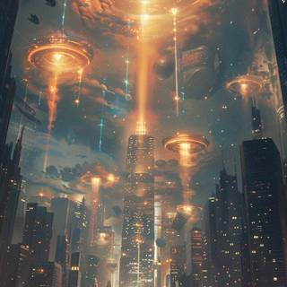 Future city mobile wallpaper