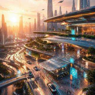 Future city mobile wallpaper