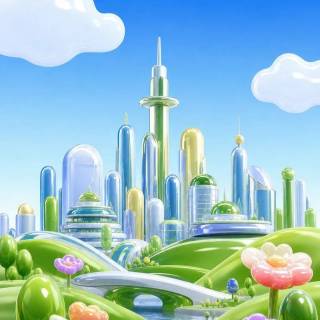 Future city mobile wallpaper