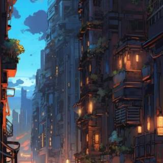 Future city mobile wallpaper
