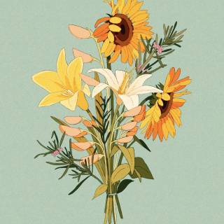 Sunflower and lily wallpaper