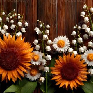 Sunflower and lily wallpaper