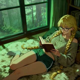 Reading aesthetic desktop wallpaper