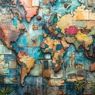 Travel collage desktop wallpaper