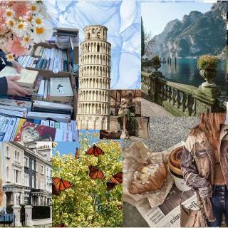 Travel collage desktop wallpaper