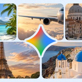 Travel collage desktop wallpaper