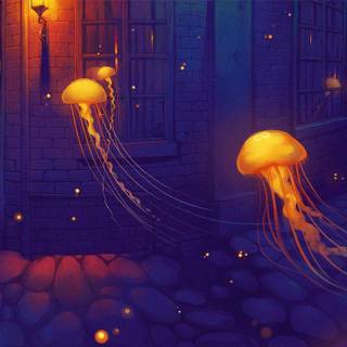 Glowing jellyfish wallpaper