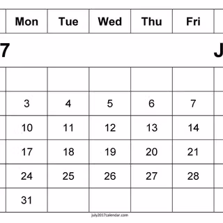 July 2017 Calendar wallpaper