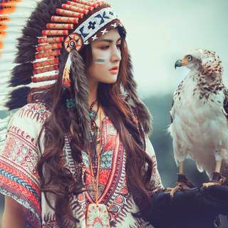 Native American Headdress girls wallpaper