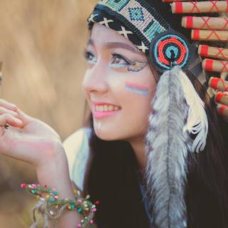 Native American Headdress girls wallpaper