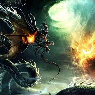 Dragons and phoenix rising from ashes wallpaper