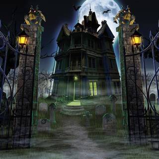 Halloween creepy house wallpaper