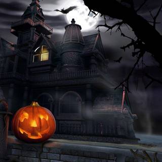 Halloween creepy house wallpaper