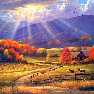 Beautiful autumn horses wallpaper