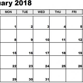 January 2018 calendar wallpaper