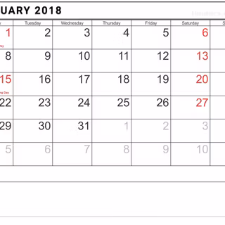 January 2018 calendar wallpaper