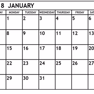 January 2018 calendar wallpaper