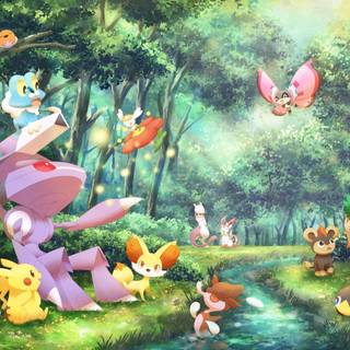 Pokémon anime forest background
