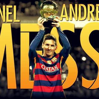 Messi with Ballon d'Or wallpaper