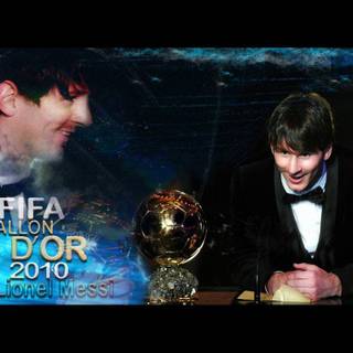 Messi with Ballon d'Or wallpaper