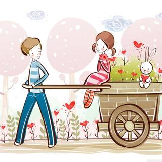 Cute cartoon couple wallpaper for mobile