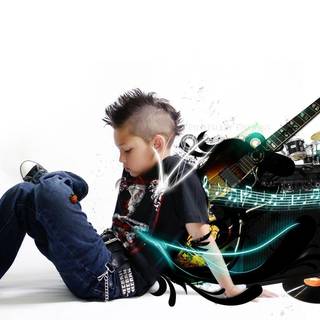 Sad boy with guitar wallpaper