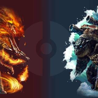 Pokemon red vs gold wallpaper