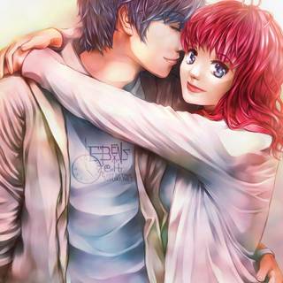 Lovers hug wallpaper