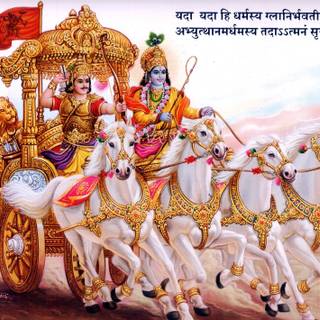 Lord Krishna and Arjuna HD wallpaper