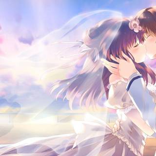 Anime kissing wallpaper