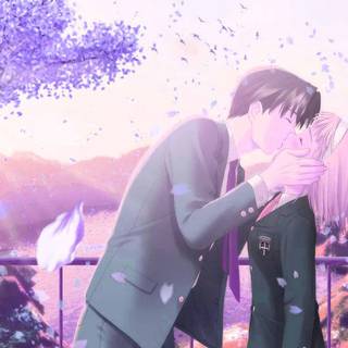 Anime kissing wallpaper