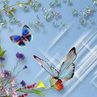 Flowers with butterfly wallpaper HD