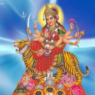 3D God wallpaper of hindu Durga Maa
