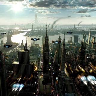 Futuristic cityscape wallpaper