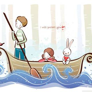 Cute cartoon love couple wallpaper