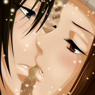 Anime love kiss wallpaper