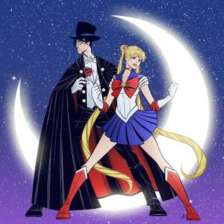 Sailor moon and tuxedo mask wallpaper