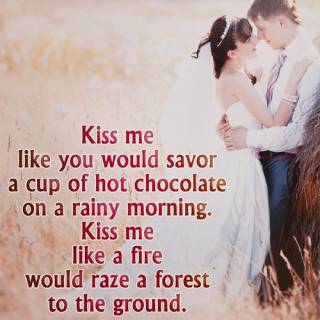 Romantic kiss wallpaper with quotes