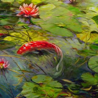 Japanese fish pond wallpaper