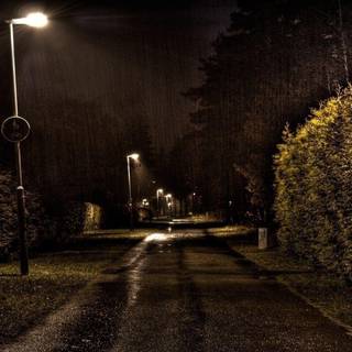 Original night rain wallpaper with lighting HD